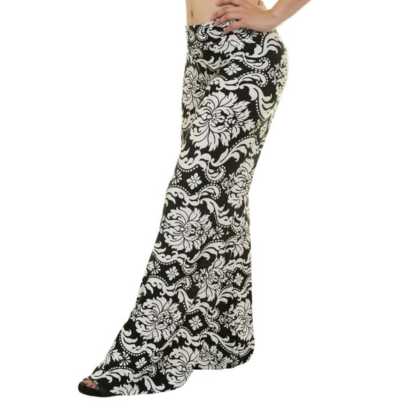 Fold Over Waist Wide Leg Bohemian Palazzo Pants - Picture 4 of 4